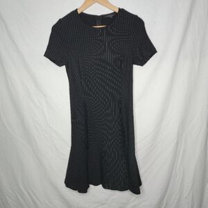 Lord & Taylor Ladies Black Pinstriped Fit And Flare Dress Size Small
